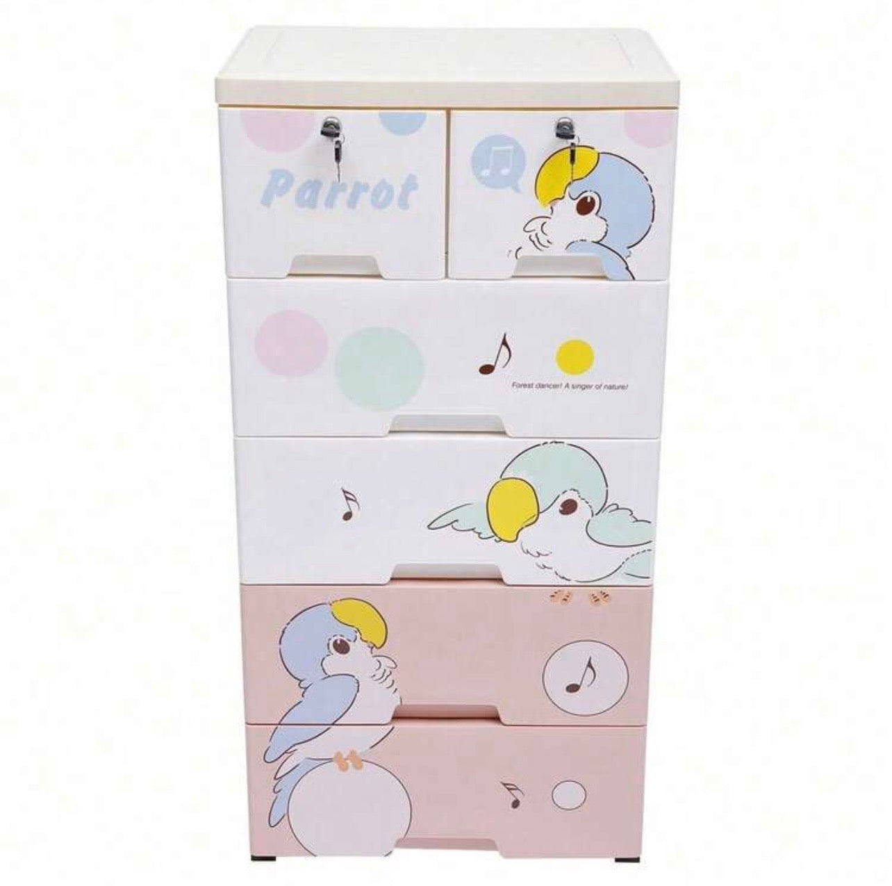 TidyLiving™ KidsLock Storage Dresser – 5 Drawer Plastic Organizer Cabinet with Lockable Top Drawers