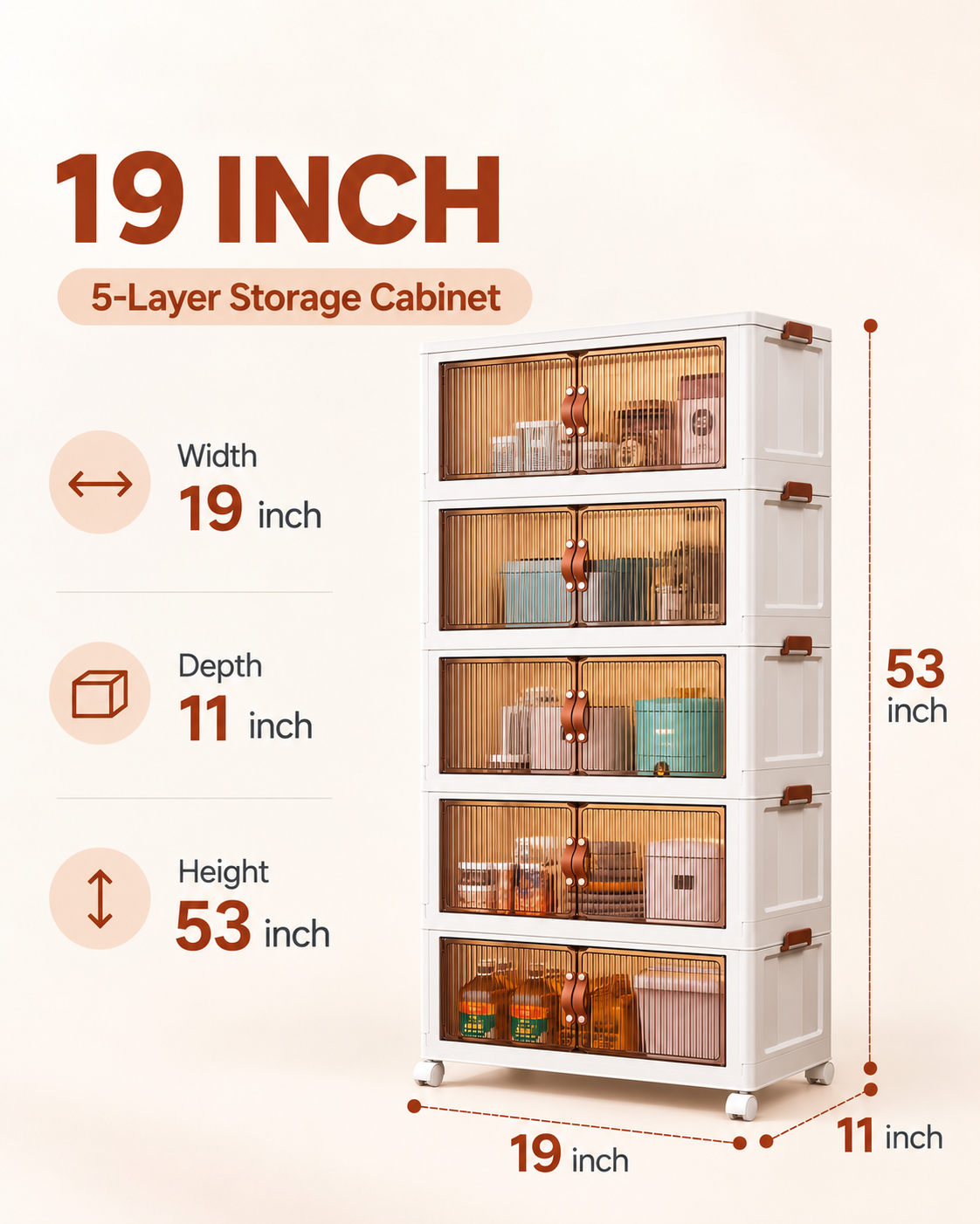 TidyLiving™ Foldable Stackable Storage Cabinet with Doors & Wheels