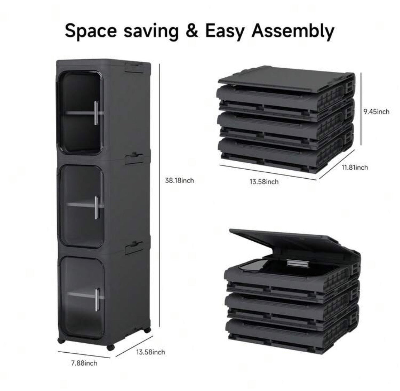 TidyLiving™ Premium Slim Storage Cabinet with Clear Doors & Wheels