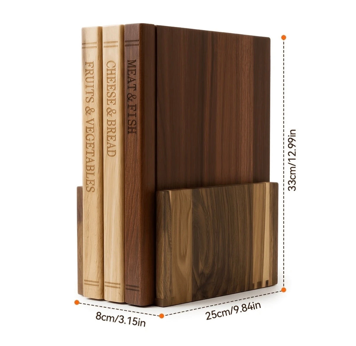 TidyLiving™ TrioPrep Cutting Board Set – 3-Piece Acacia Wood Boards with Storage Stand