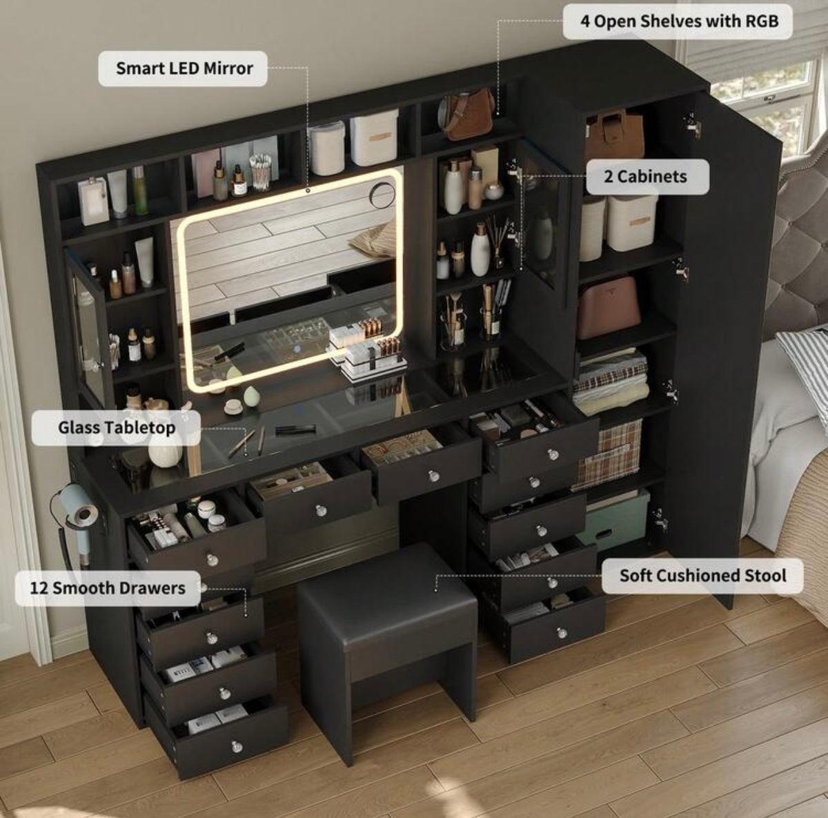 [VARIANT: Glass Cabinets — Black]