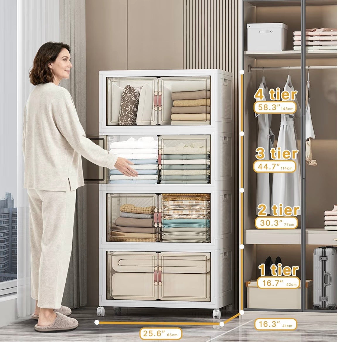 TidyLiving™ Premium Storage Cabinet — Foldable Organizer With Doors & Wheels