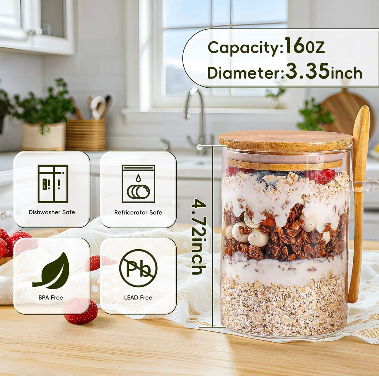 TidyLiving™ Glass Meal Prep Jar Set with Bamboo Lids & Spoons