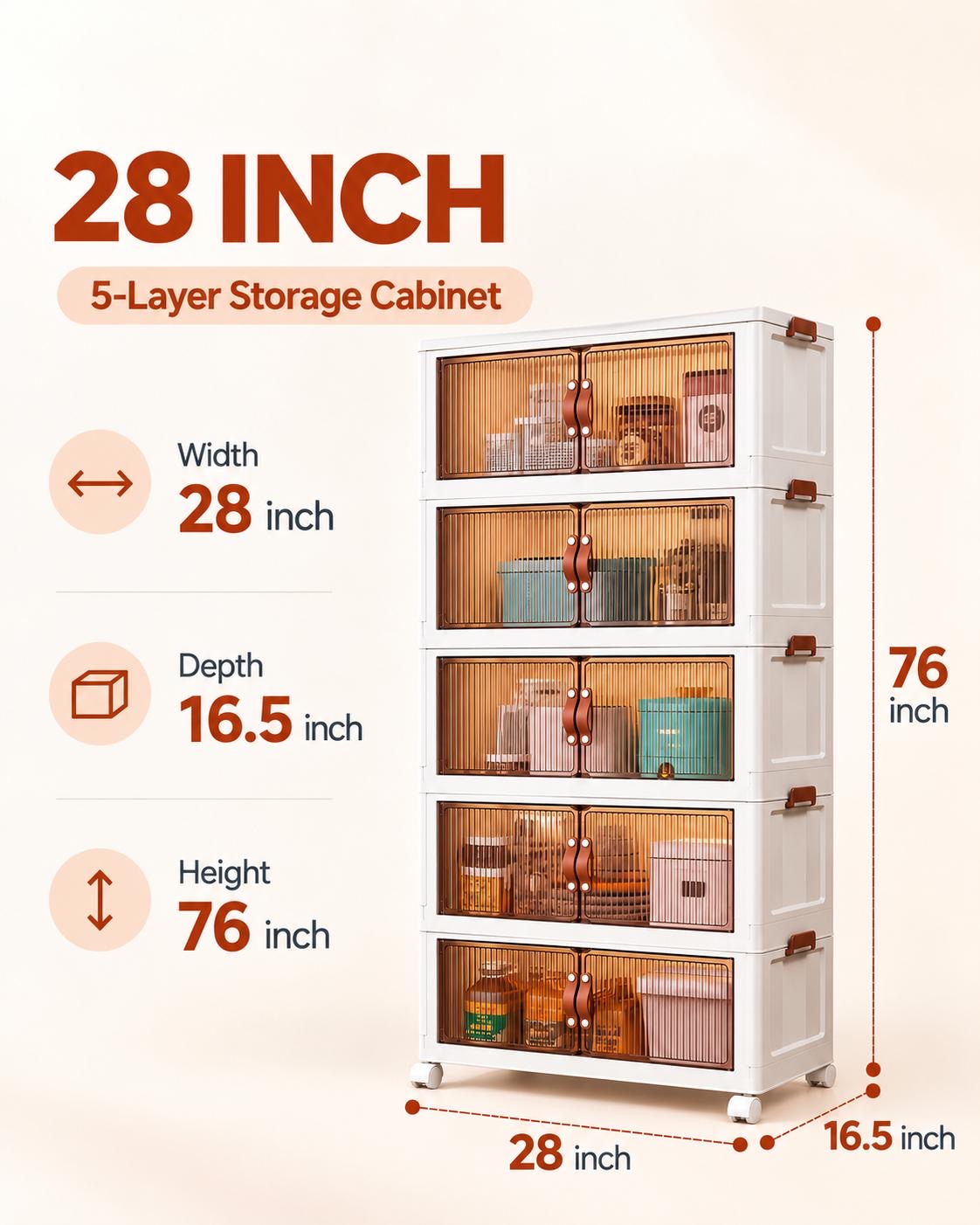 TidyLiving™ Foldable Stackable Storage Cabinet with Doors & Wheels