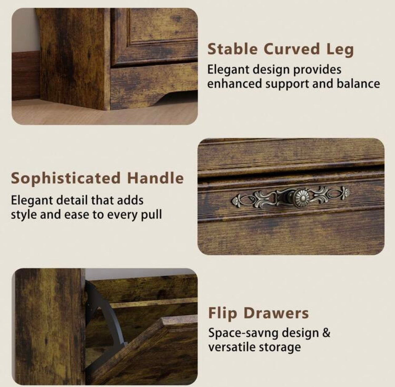 TidyLiving™ Rustic Flip-Door Shoe Storage Cabinet – Space Saving Entryway Organizer