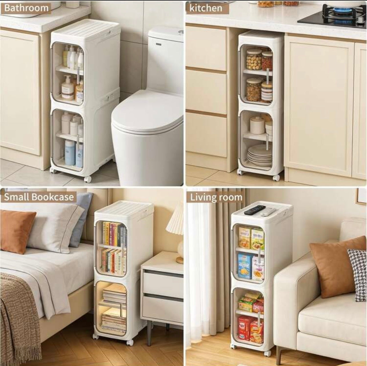 TidyLiving™ Premium Slim Storage Cabinet with Clear Doors & Wheels