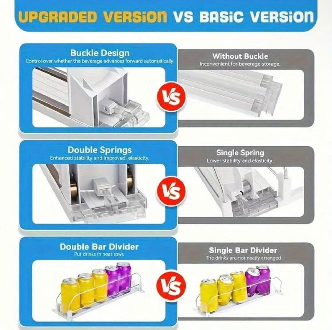 TidyLiving™ Auto-Glide Fridge Can Organizer & Beverage Dispenser