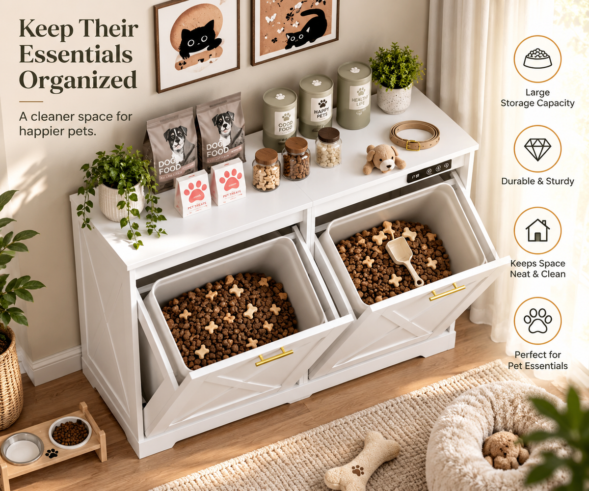 TidyLiving™ Double Tilt-Out Trash Can Cabinet with Concealed Storage