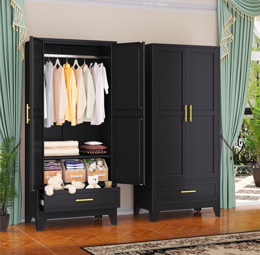 TidyLiving™ Aurelia 71” Freestanding Wardrobe with Adjustable Shelving & Hanging Rail