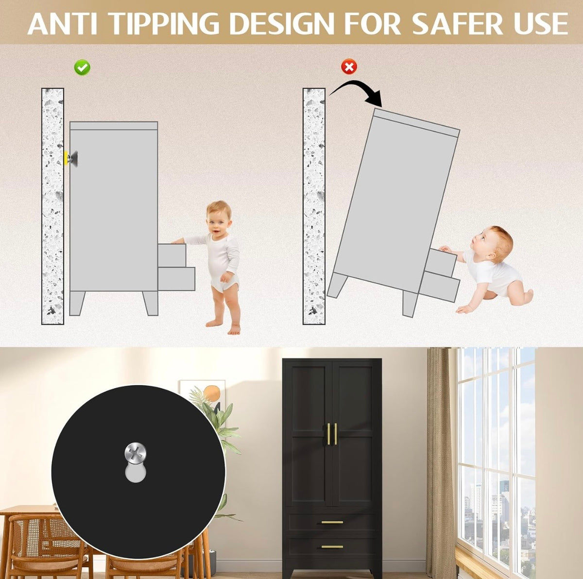 TidyLiving™ Aurelia 71” Freestanding Wardrobe with Adjustable Shelving & Hanging Rail