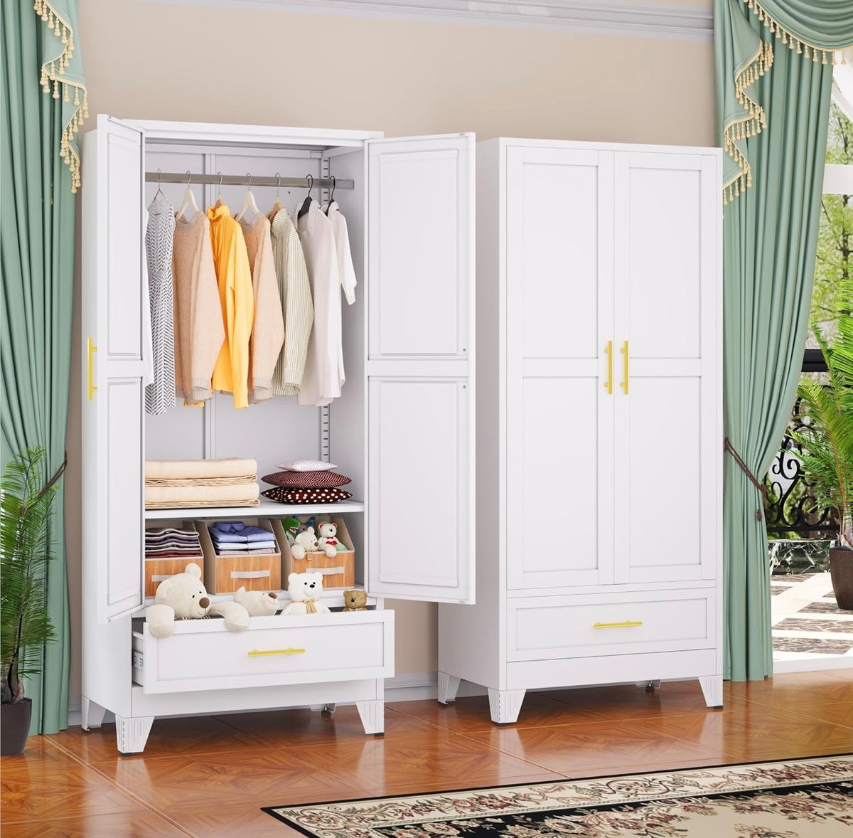 TidyLiving™ Aurelia 71” Freestanding Wardrobe with Adjustable Shelving & Hanging Rail