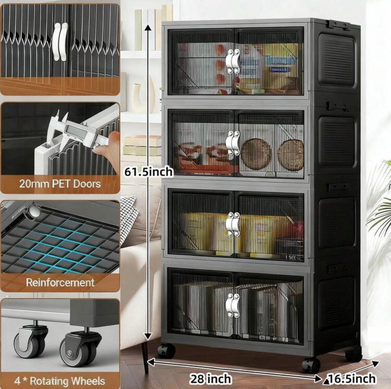 TidyLiving™ Extra Large Foldable Storage Cabinet – Stackable Organizer with Doors & Wheels