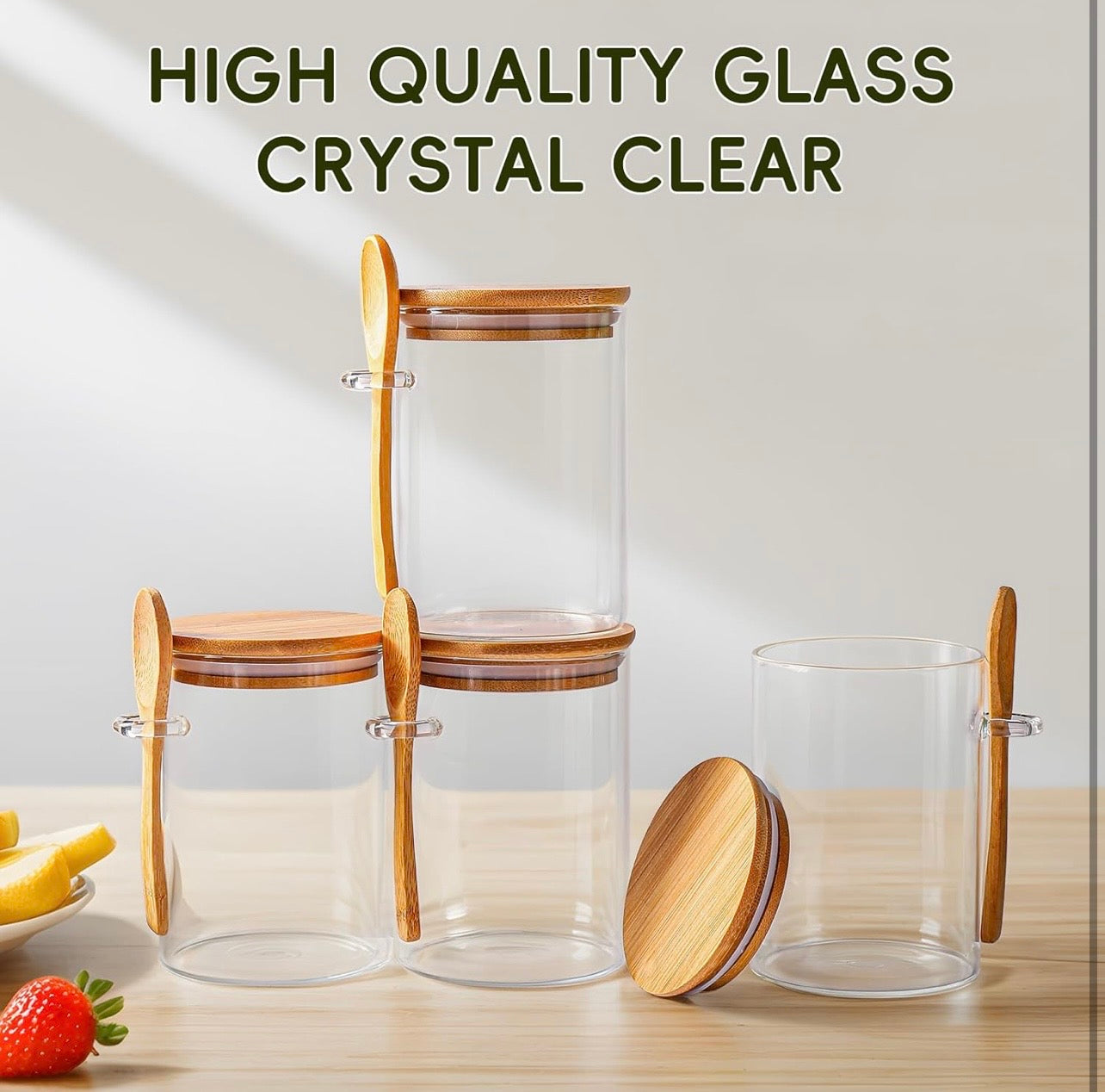 TidyLiving™ Glass Meal Prep Jar Set with Bamboo Lids & Spoons