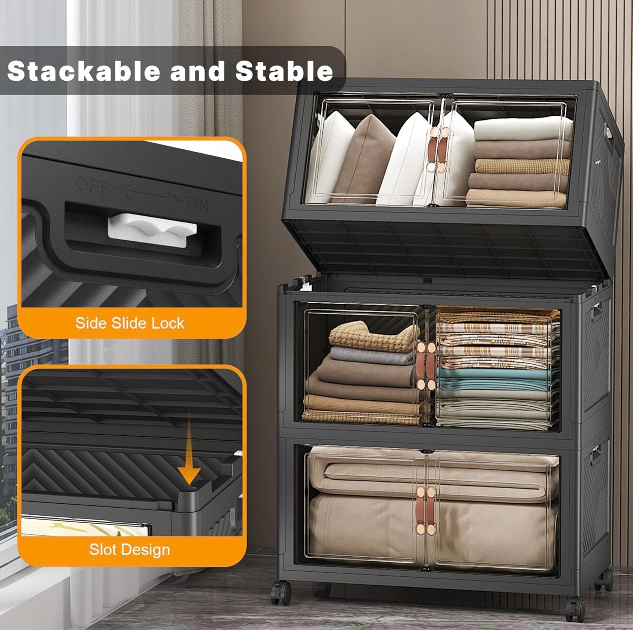 TidyLiving™ Premium Storage Cabinet — Foldable Organizer With Doors & Wheels