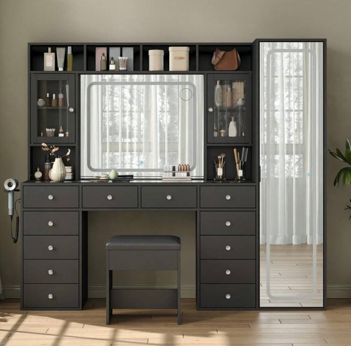 [VARIANT: Glass Cabinets — Black]