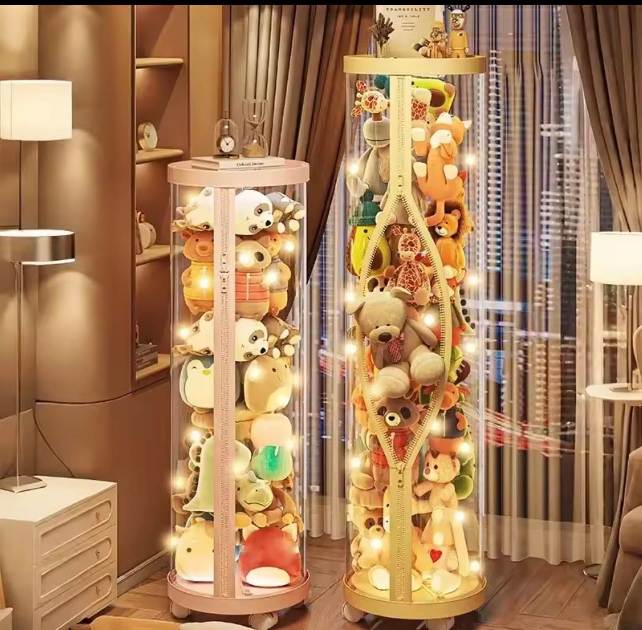 TidyLiving™ Clear Plush Toy Storage Organizer Tower – Designed for Easy Access & Modern Living