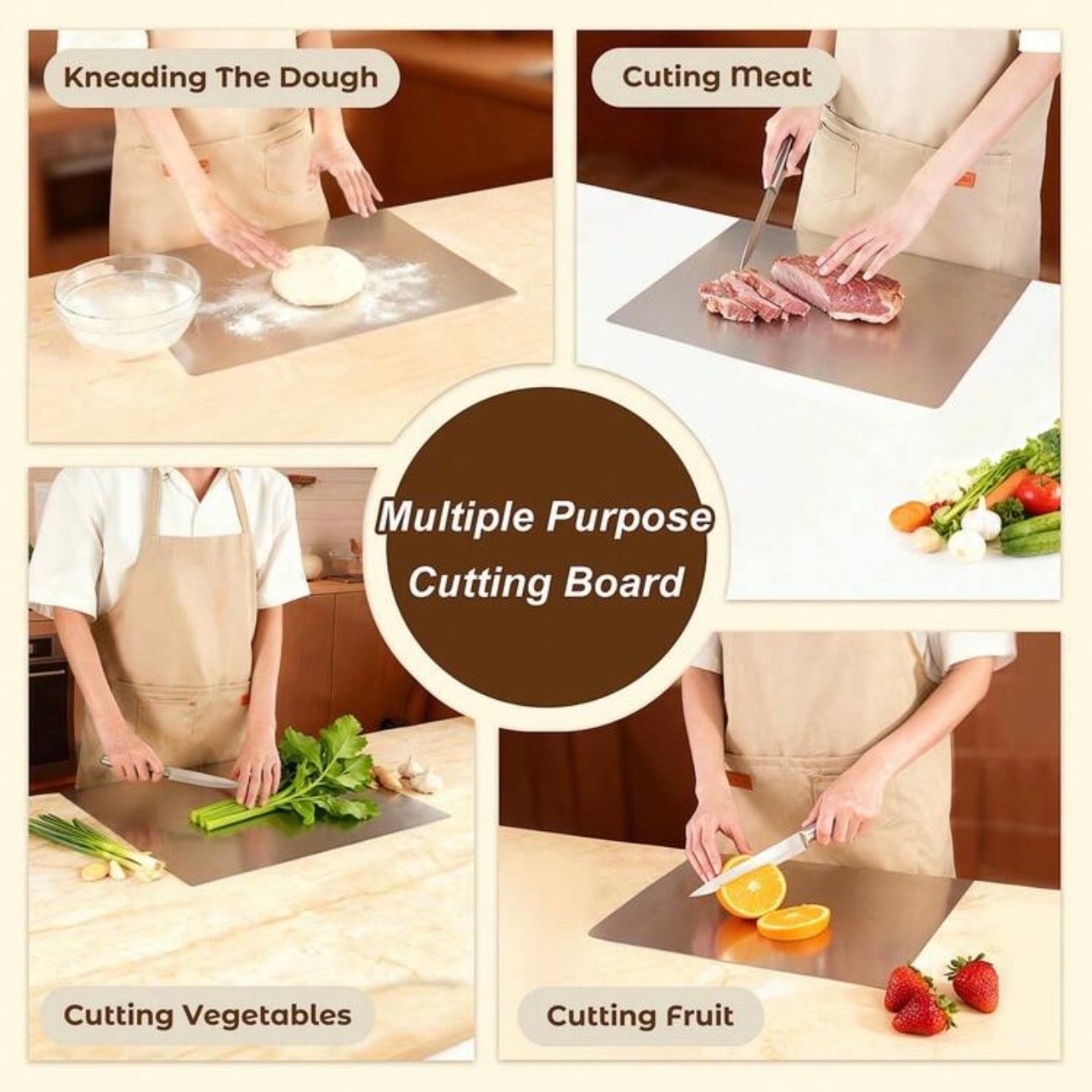 TidyLiving™ Stainless Steel Pro Cutting Board – Hygienic, Odor-Free & Easy Clean