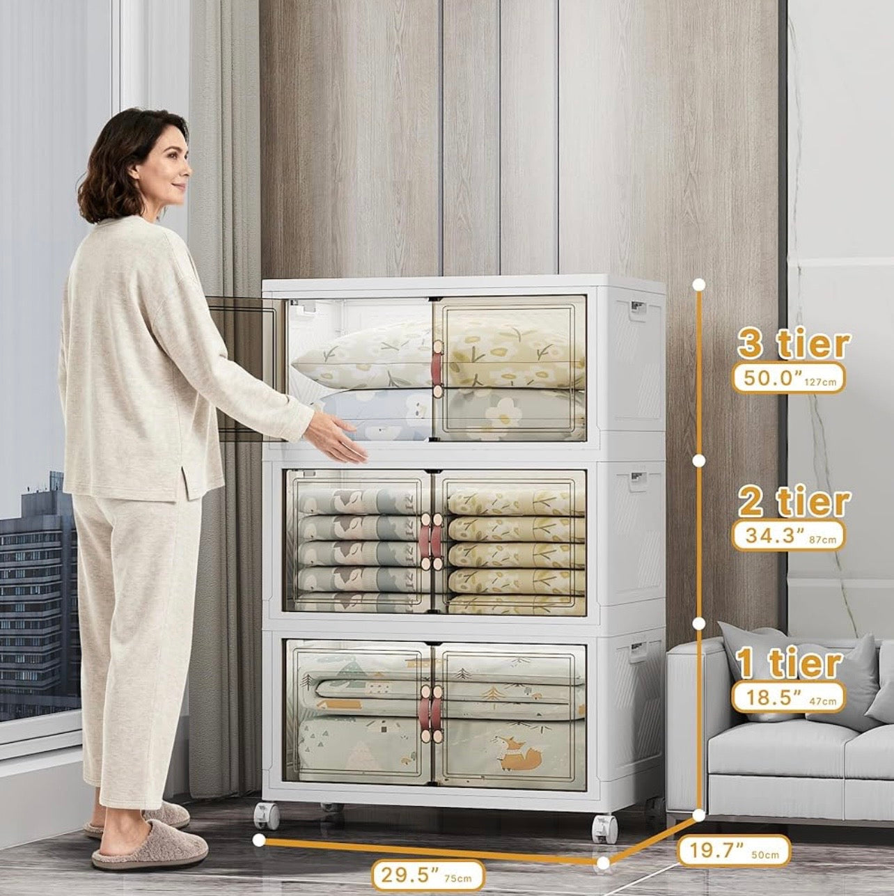TidyLiving™ Premium Storage Cabinet — Foldable Organizer With Doors & Wheels