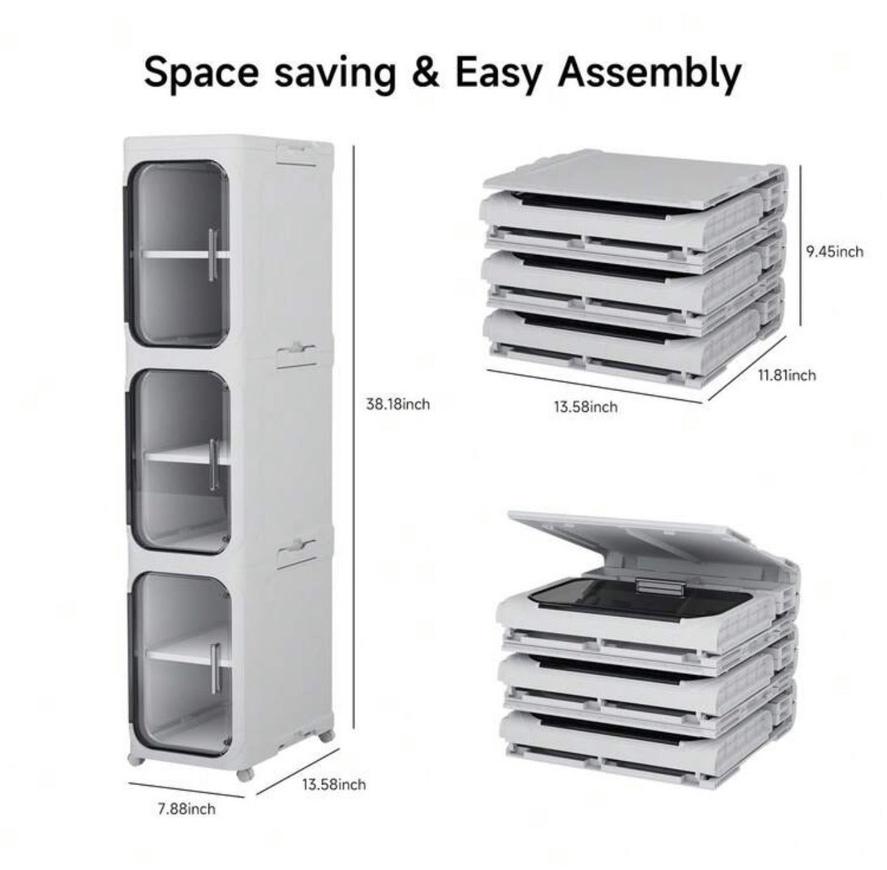 TidyLiving™ Premium Slim Storage Cabinet with Clear Doors & Wheels