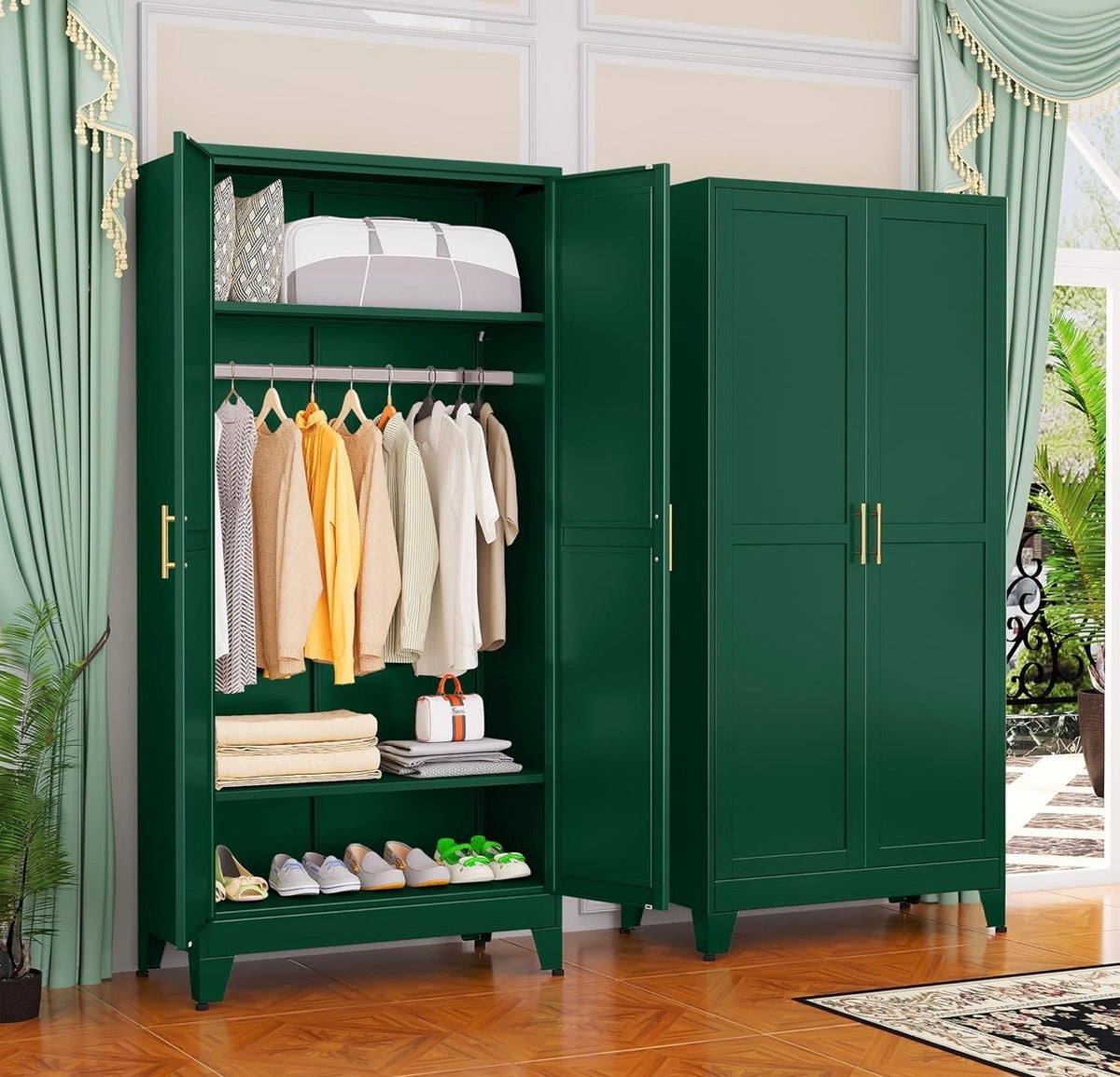 TidyLiving™ Aurelia 71” Freestanding Wardrobe with Adjustable Shelving & Hanging Rail