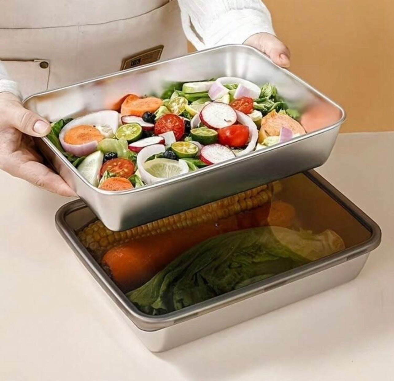 TidyLiving™ Stainless Steel Meal Prep & Food Storage Container Set (3-Piece)