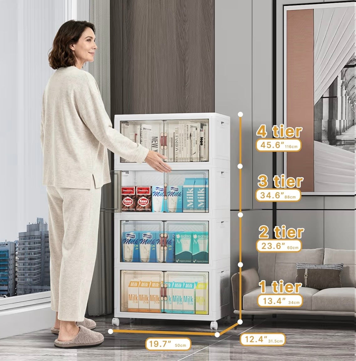 TidyLiving™ Premium Storage Cabinet — Foldable Organizer With Doors & Wheels