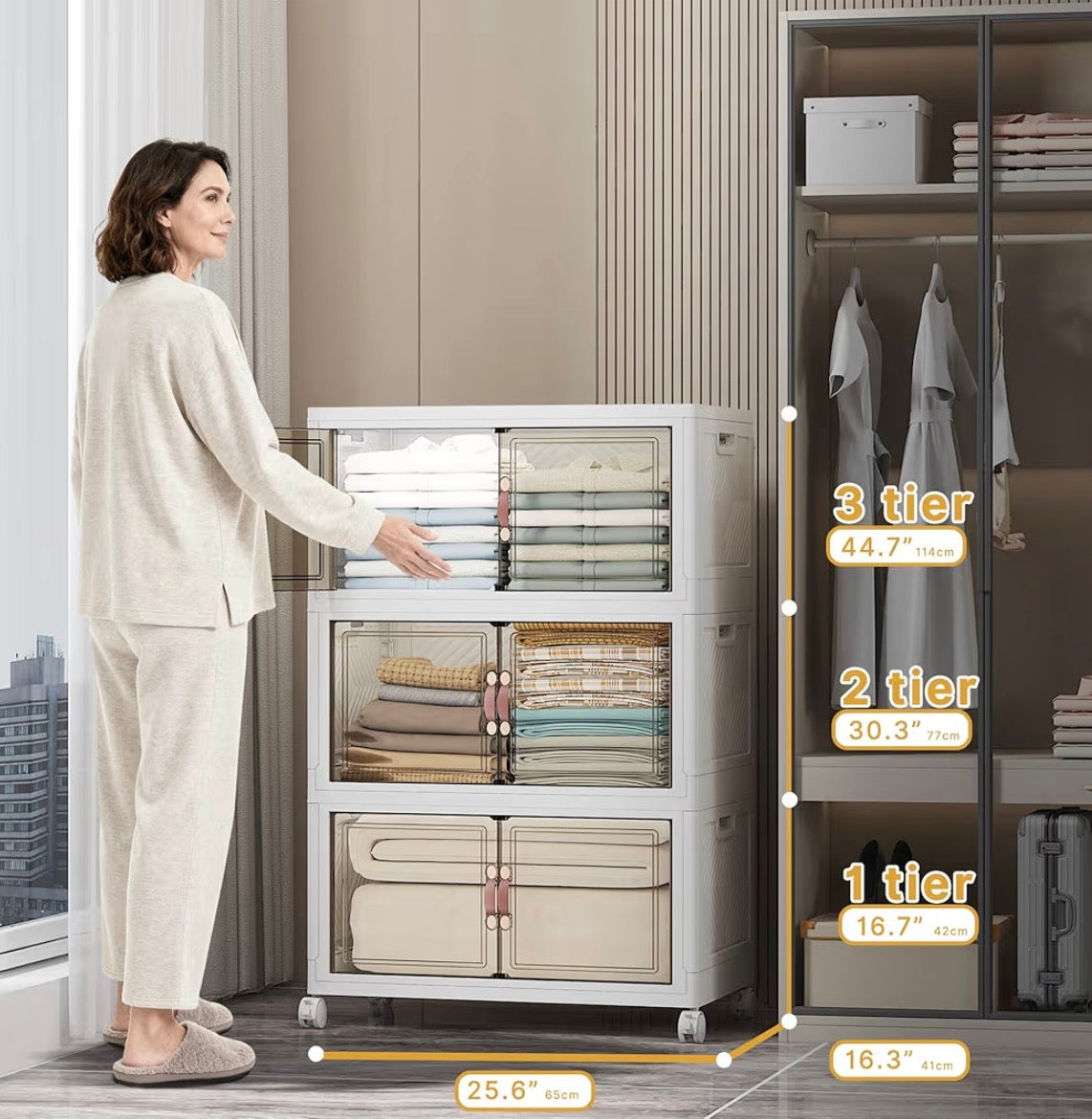 TidyLiving™ Premium Storage Cabinet — Foldable Organizer With Doors & Wheels