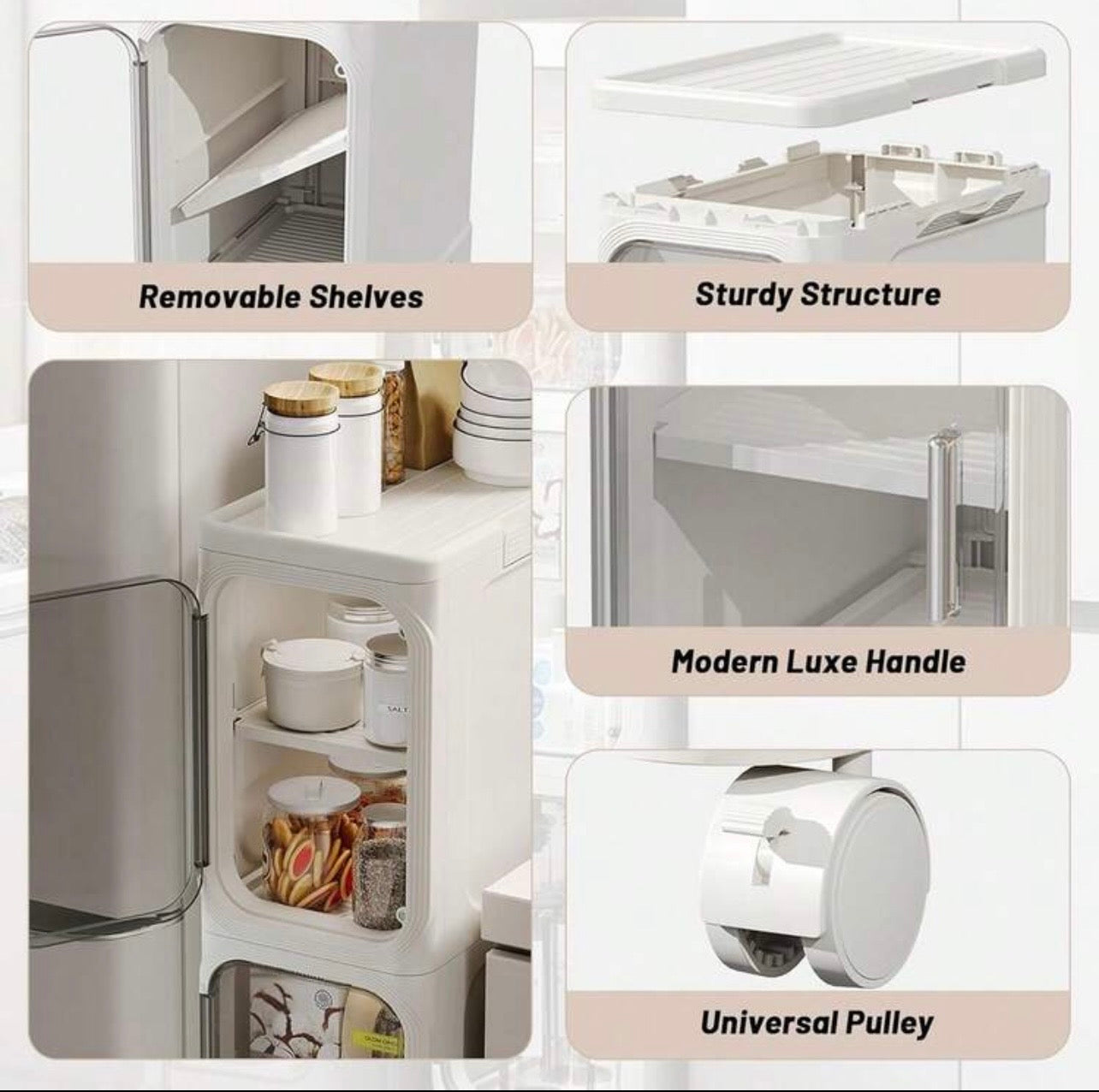 TidyLiving™ 4-Tier Slim Storage Cabinet with Clear Doors & Wheels