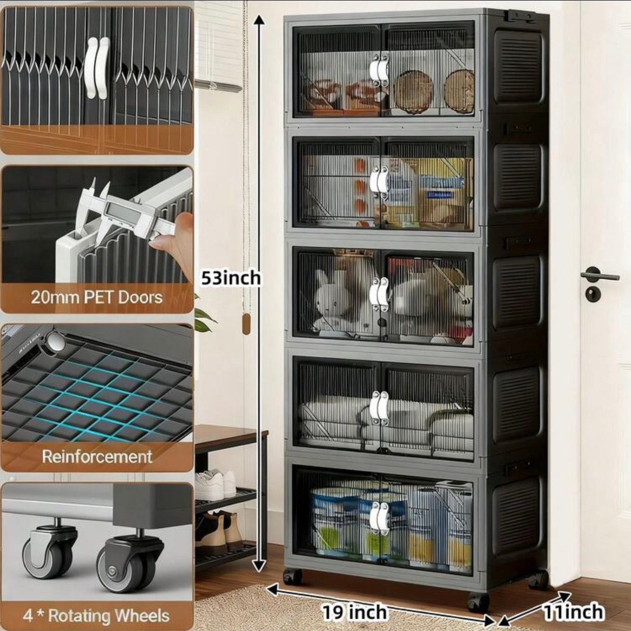 TidyLiving™ Extra Large Foldable Storage Cabinet – Stackable Organizer with Doors & Wheels