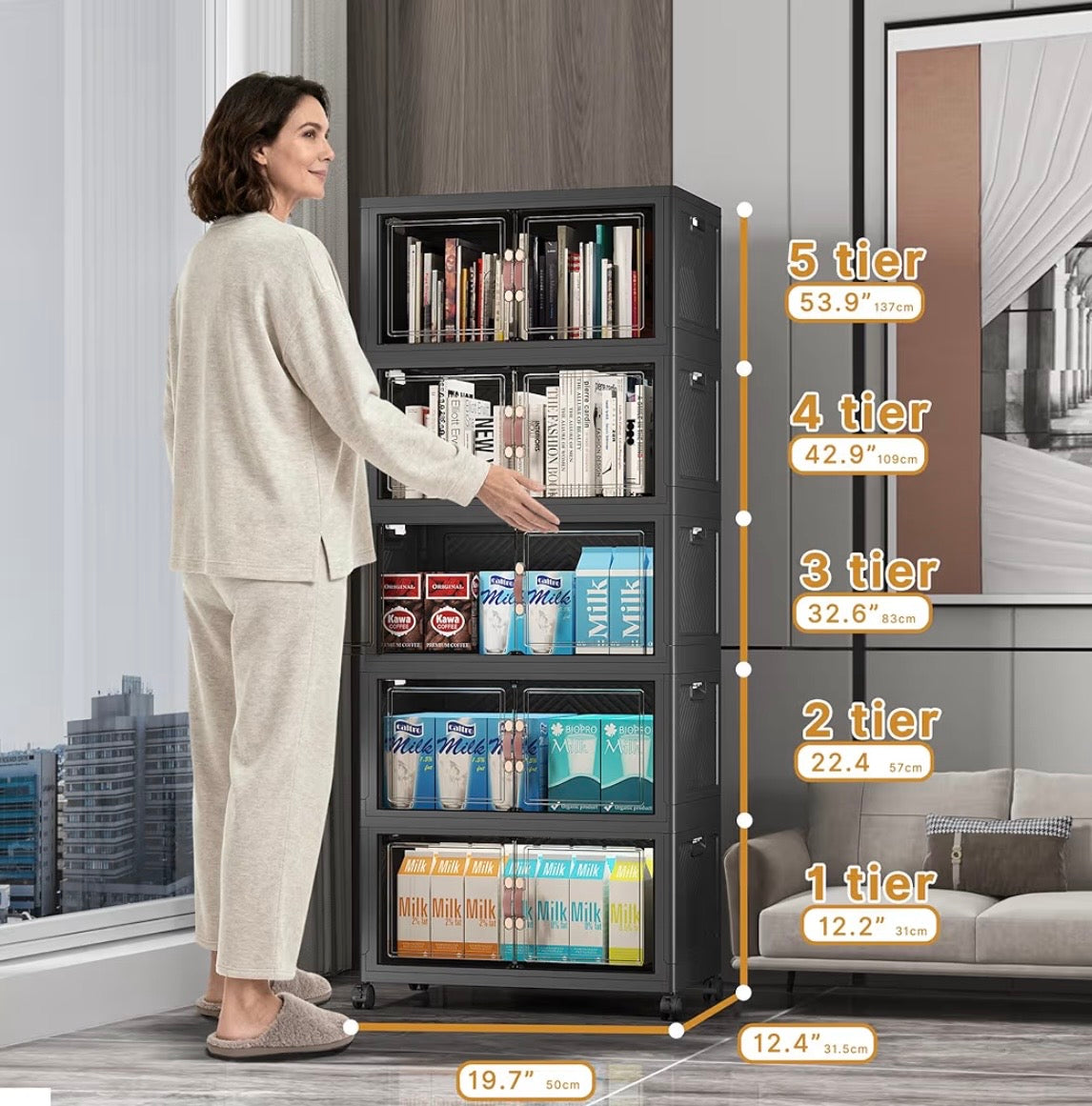 TidyLiving™ Premium Storage Cabinet — Foldable Organizer With Doors & Wheels