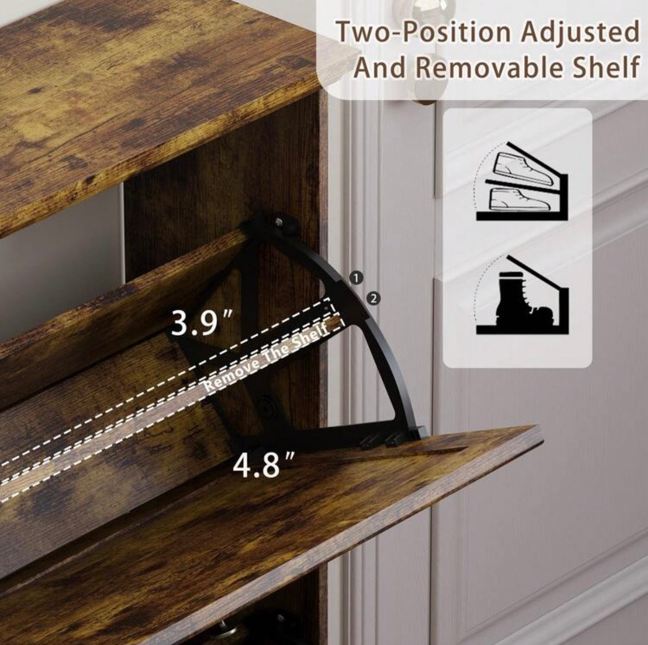 TidyLiving™ Rustic Flip-Door Shoe Storage Cabinet – Space Saving Entryway Organizer