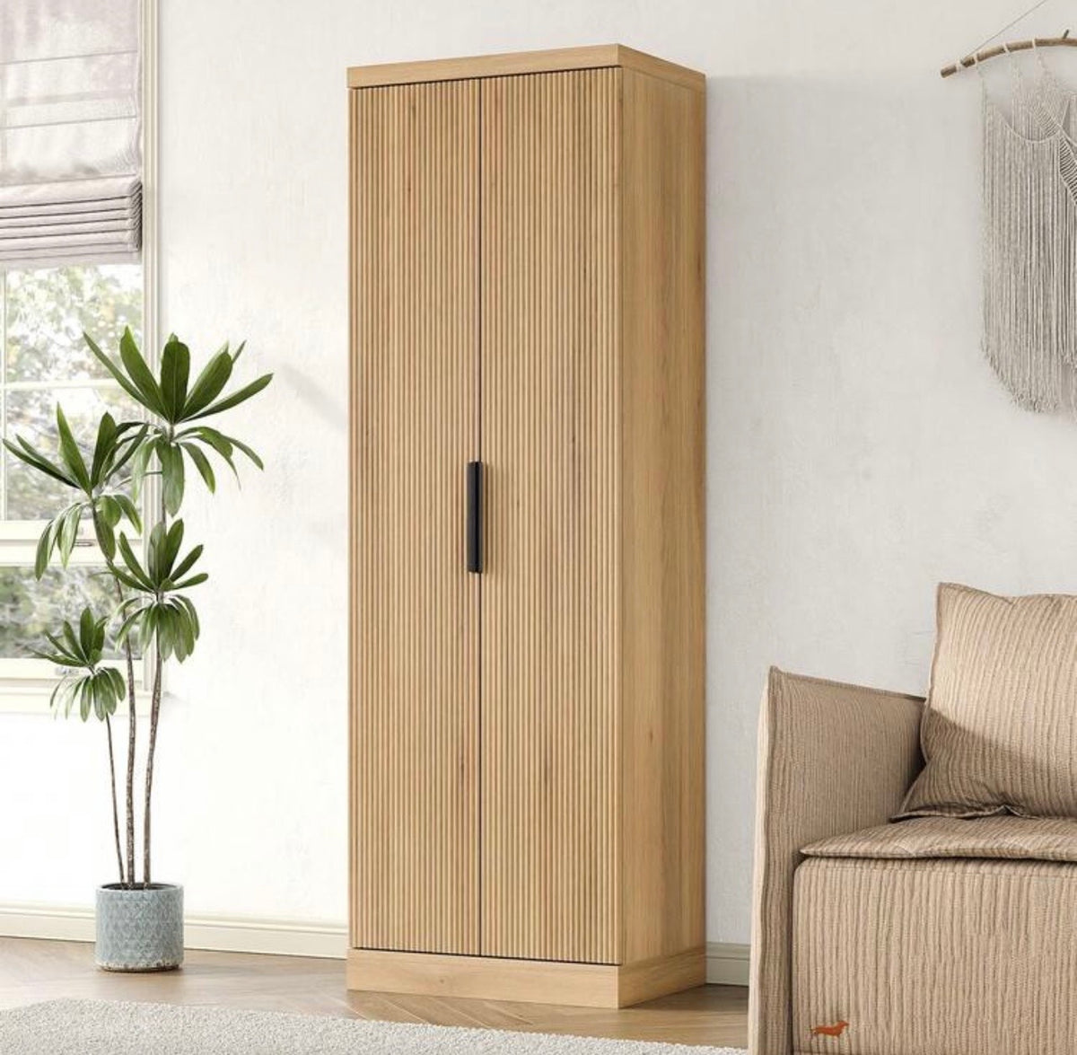 TidyLiving™ 71" Fluted Tall Storage Cabinet with Adjustable Shelves
