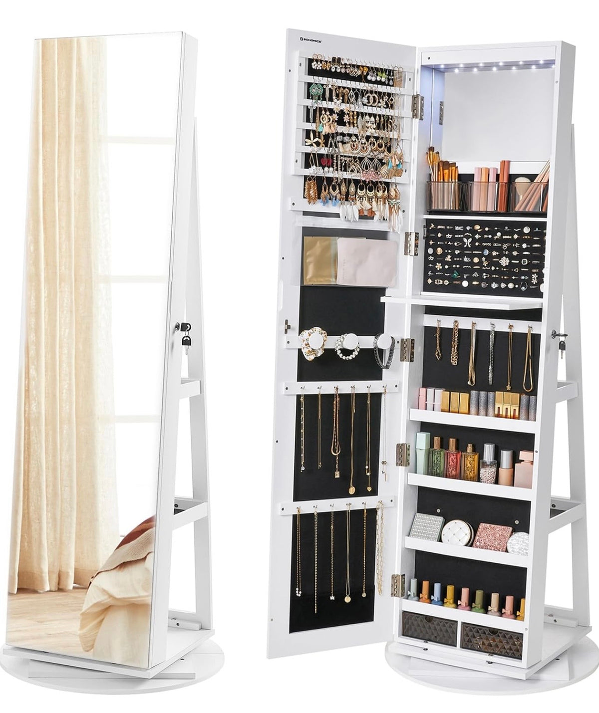 TidyLiving™ 3-in-1 Full-Length Mirror Jewelry Cabinet with 360° Swivel Storage