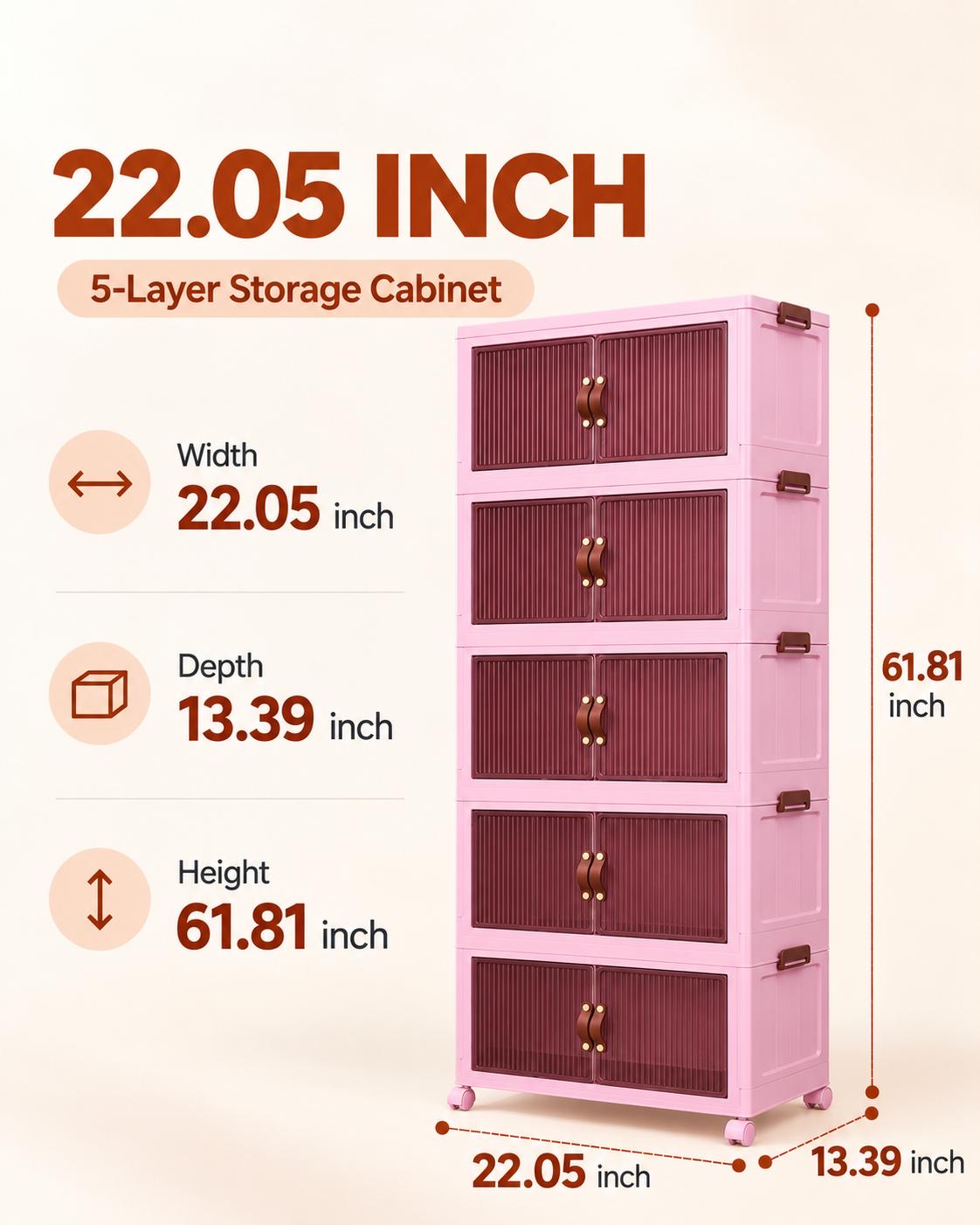 TidyLiving™ Foldable Stackable Storage Cabinet with Doors & Wheels