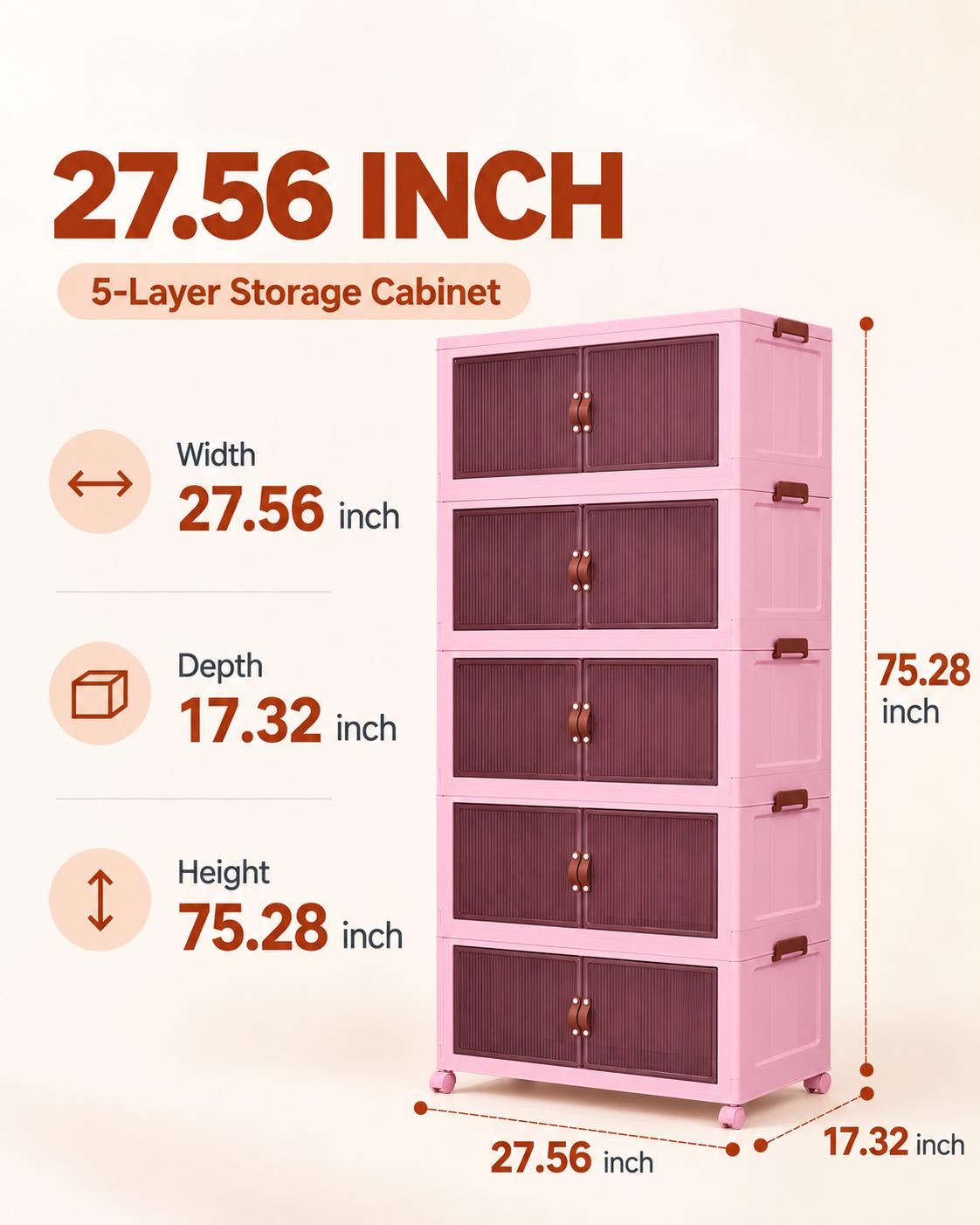 TidyLiving™ Foldable Stackable Storage Cabinet with Doors & Wheels