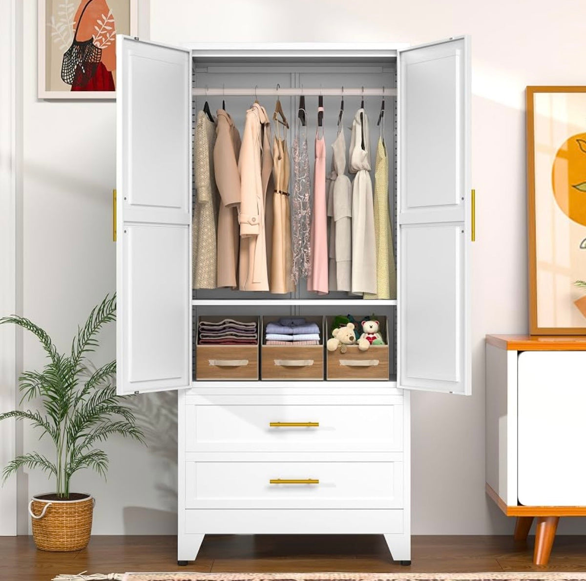 TidyLiving™ Aurelia 71” Freestanding Wardrobe with Adjustable Shelving & Hanging Rail