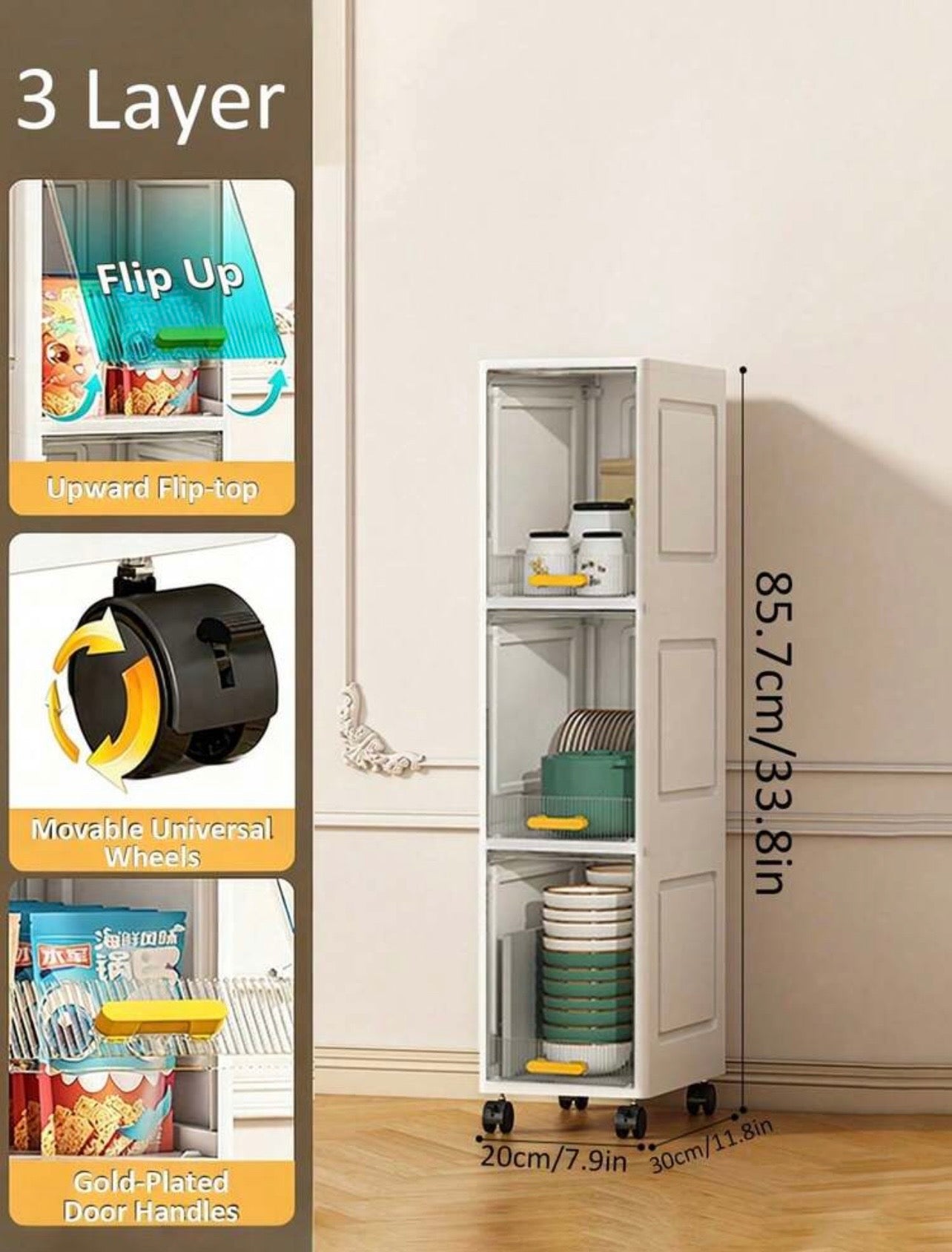 TidyLiving™ Ultra-Slim Rolling Storage Cabinet