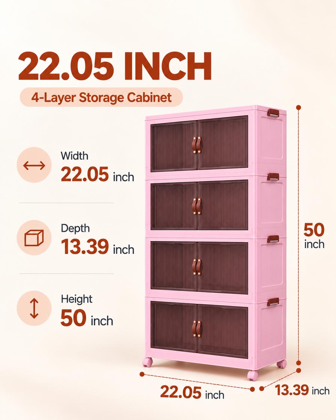TidyLiving™ Foldable Stackable Storage Cabinet with Doors & Wheels