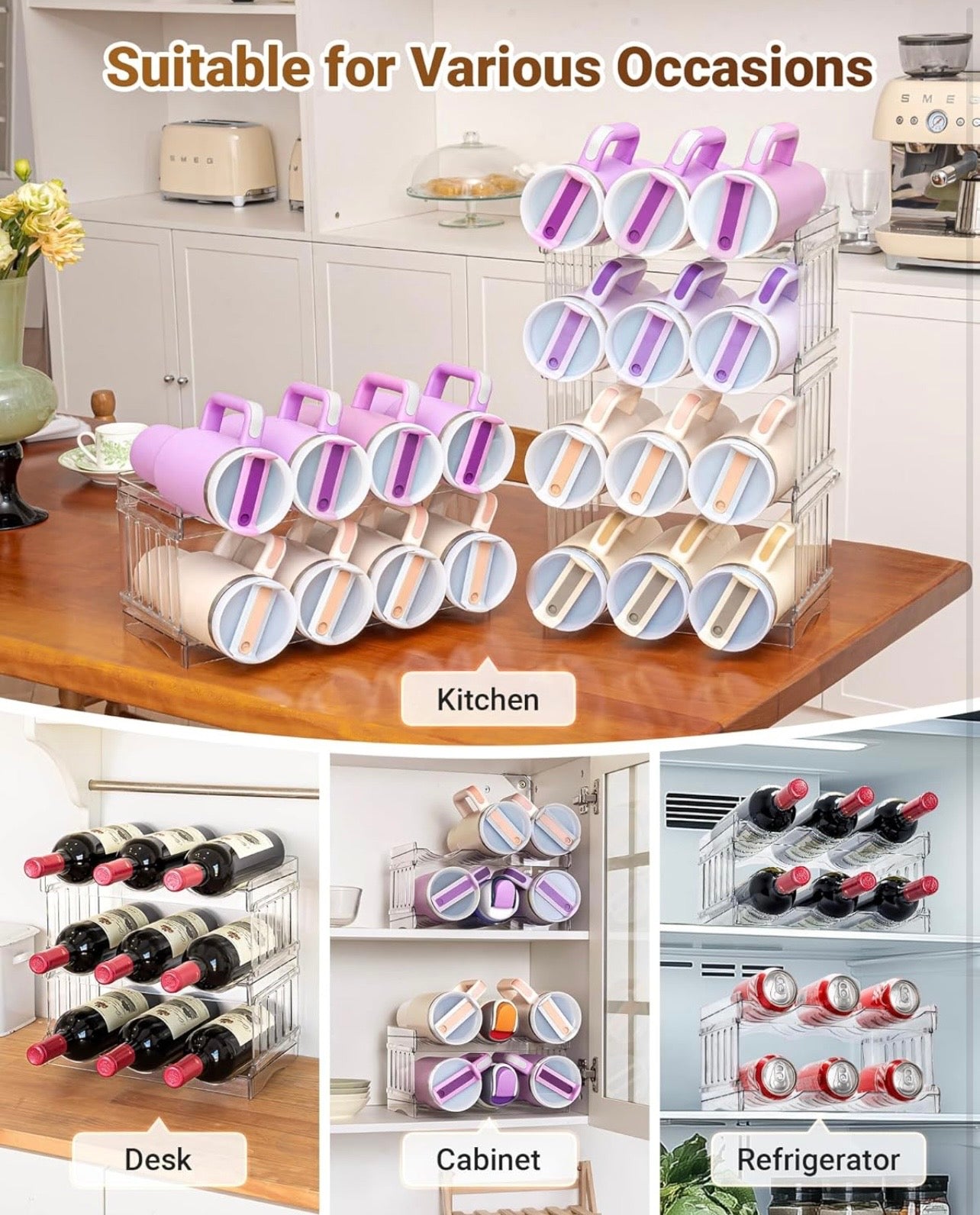 TidyLiving™ Stackable Tumbler & Water Bottle Organizer (12-Bottle Capacity)
