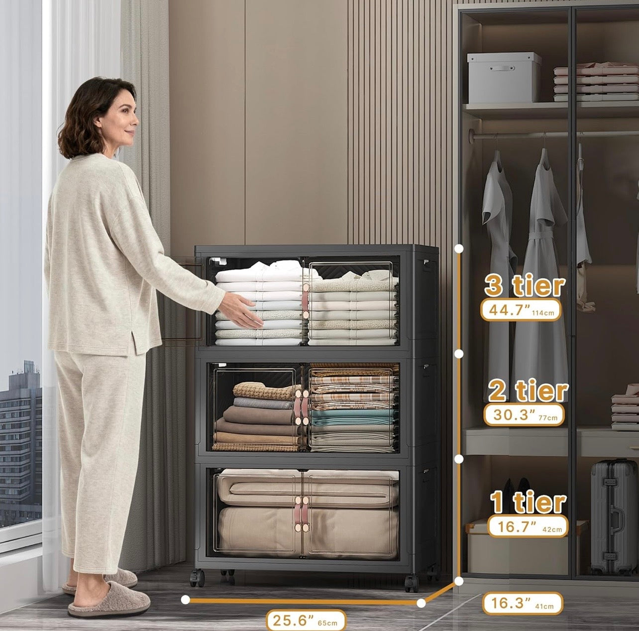 TidyLiving™ Premium Storage Cabinet — Foldable Organizer With Doors & Wheels