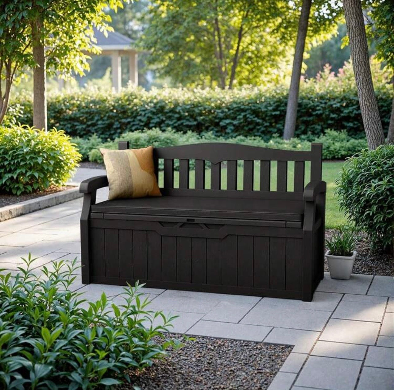 TidyLiving™ Outdoor Storage Bench – 80 Gallon Lockable Patio Storage Seat