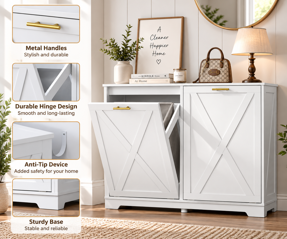 TidyLiving™ Double Tilt-Out Trash Can Cabinet with Concealed Storage