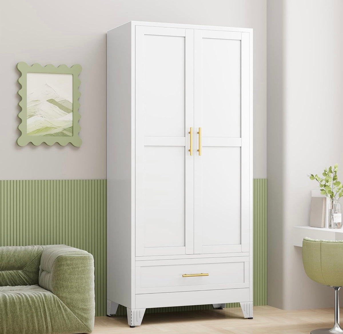 TidyLiving™ Aurelia 71” Freestanding Wardrobe with Adjustable Shelving & Hanging Rail