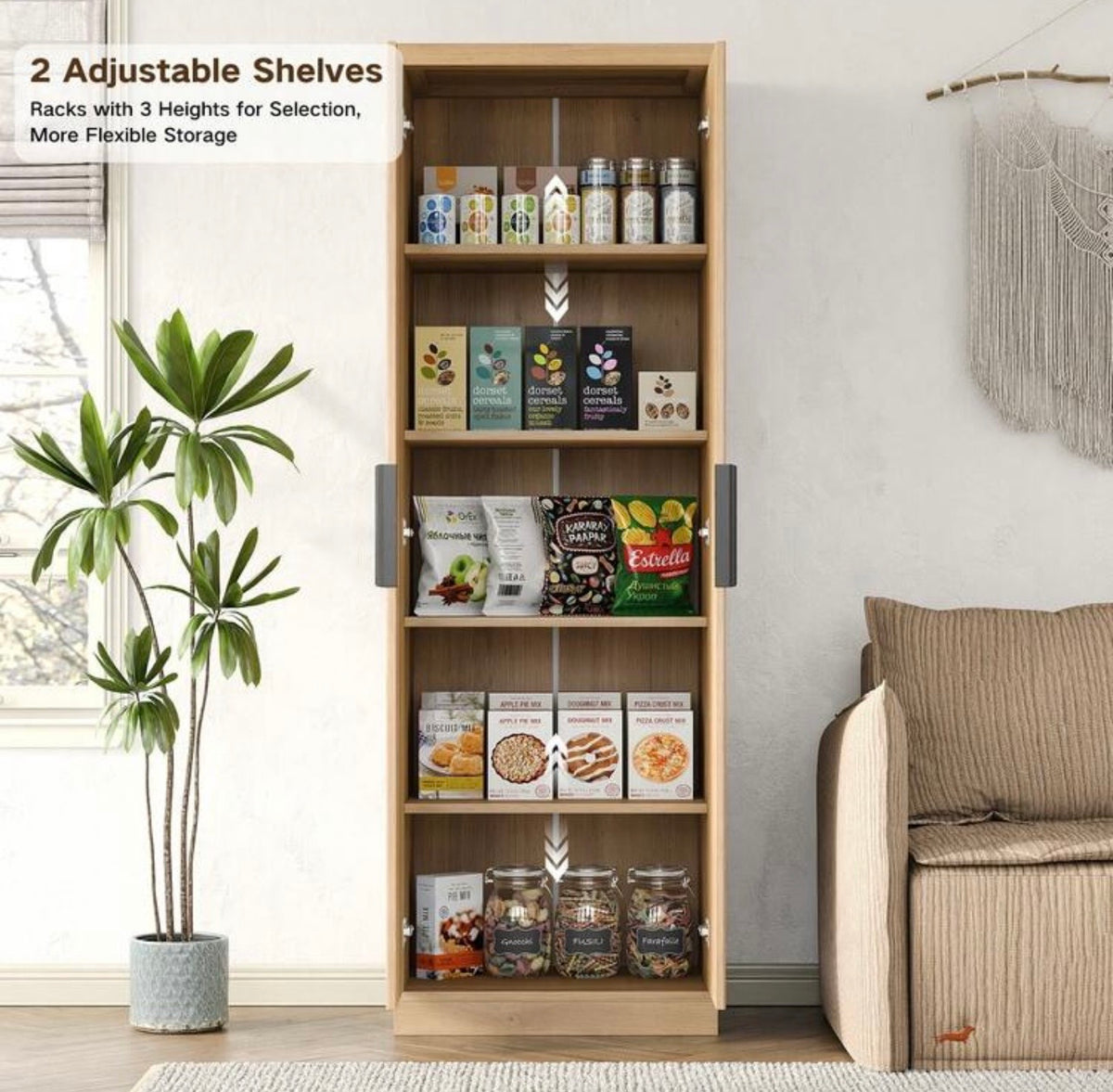 TidyLiving™ 71" Fluted Tall Storage Cabinet with Adjustable Shelves
