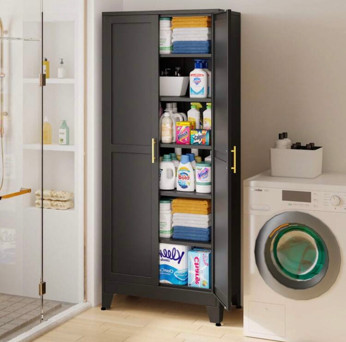 TidyLiving™ Metal Storage Cabinet with Double Doors & Adjustable Shelves