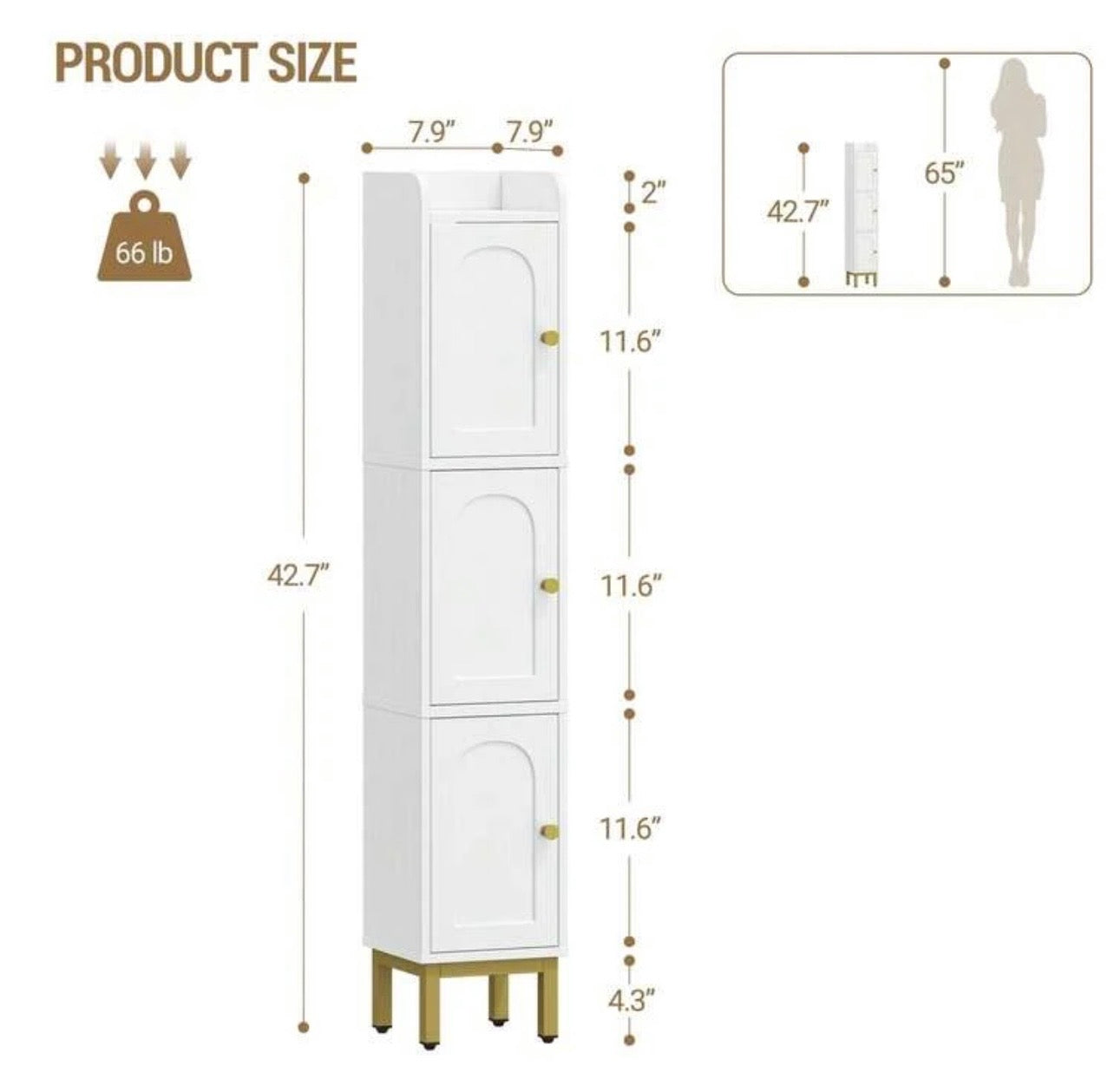 TidyLiving™ Slim Bathroom Storage Cabinet – 3-Door Freestanding Narrow Linen & Toilet Organizer