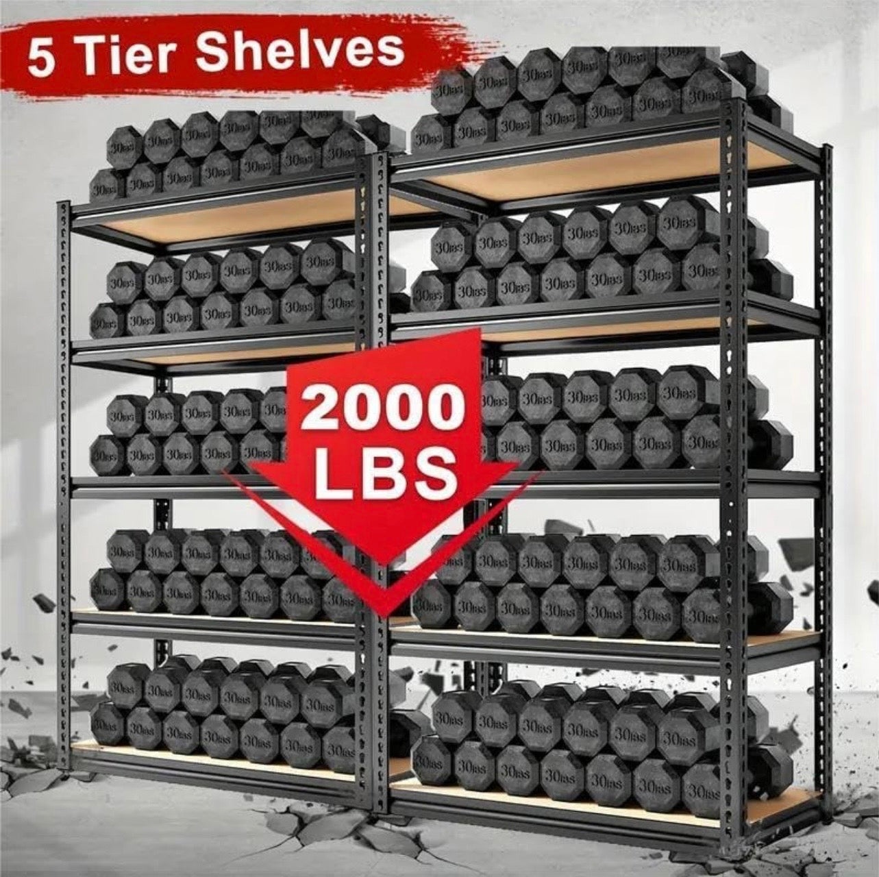 TidyLiving™ Heavy Duty Storage Rack (60” / 72”) – 5 Tier Adjustable Shelving