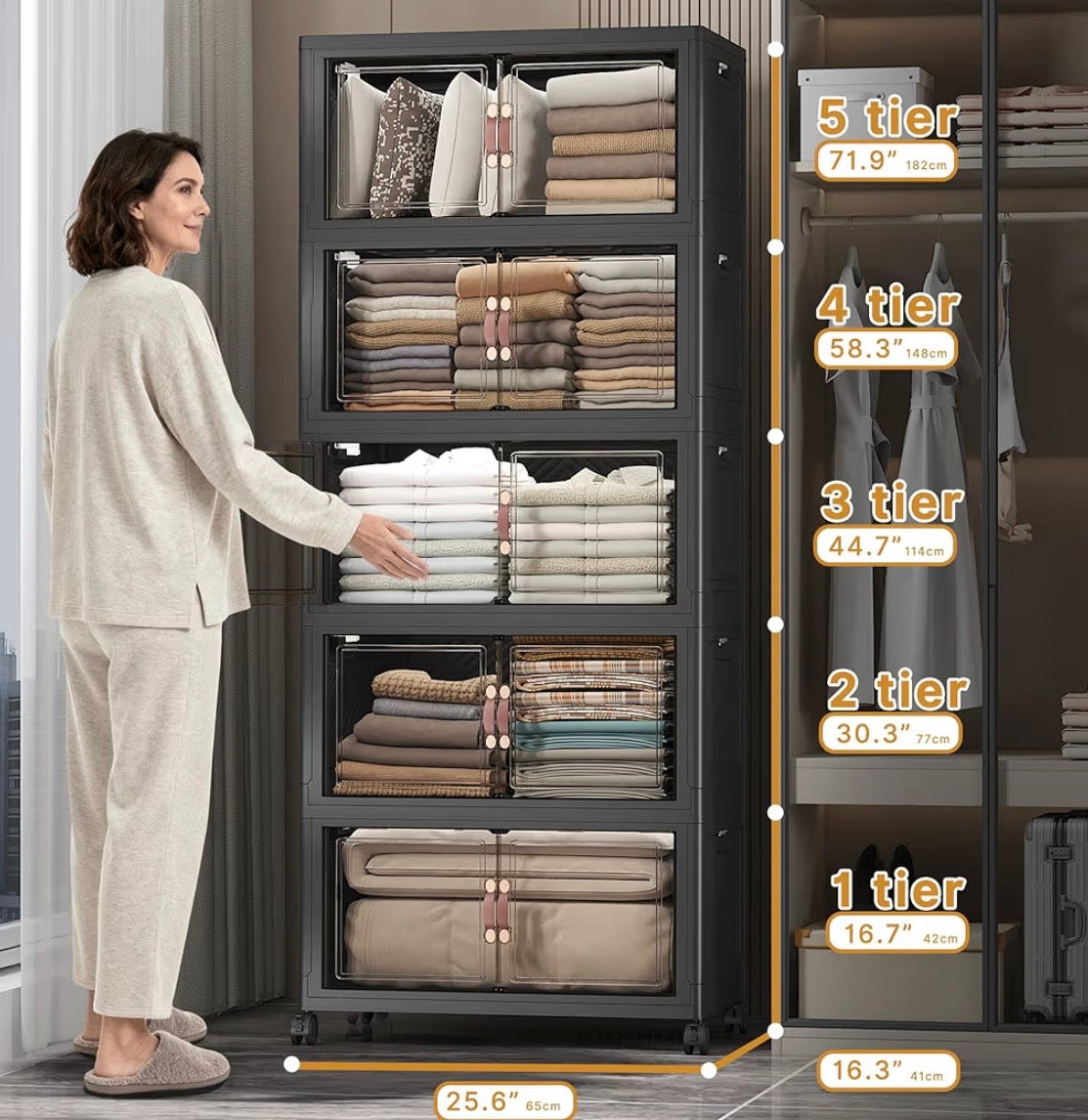 TidyLiving™ Premium Storage Cabinet — Foldable Organizer With Doors & Wheels