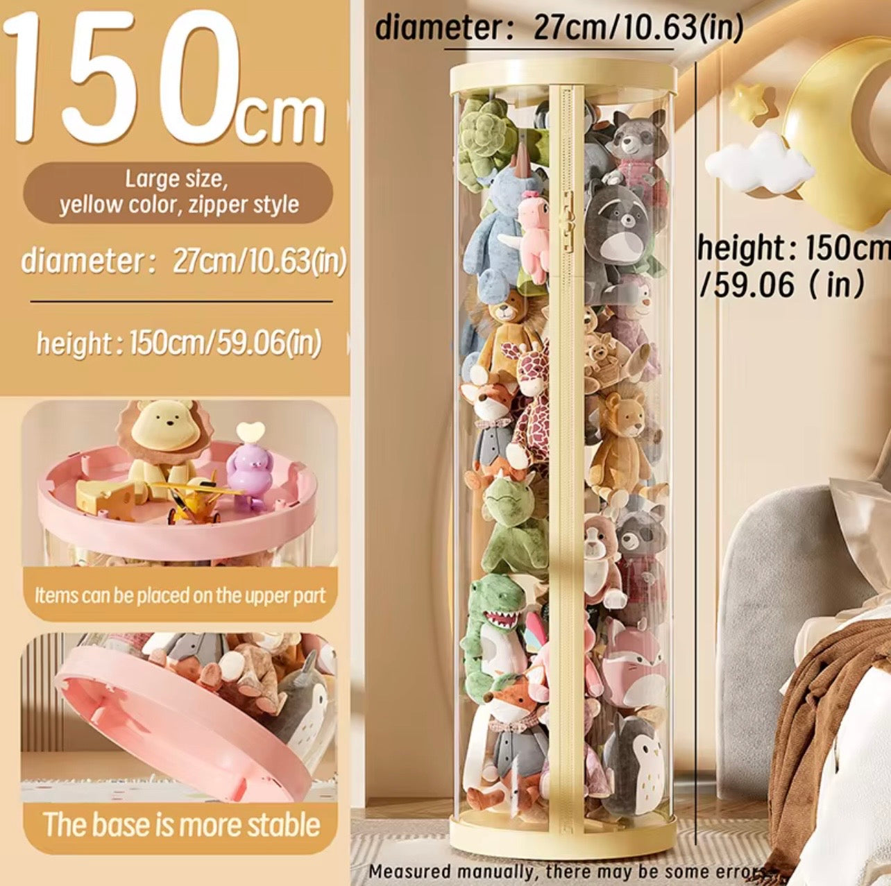 TidyLiving™ Clear Plush Toy Storage Organizer Tower – Designed for Easy Access & Modern Living