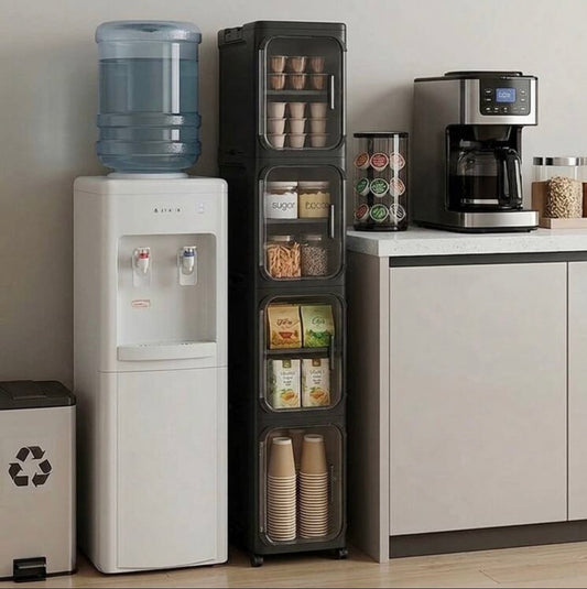 TidyLiving™ 4-Tier Slim Storage Cabinet with Clear Doors & Wheels